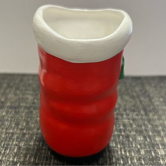 Vintage Santa Ceramic Boot Signed With Holly Vase Planter Holiday Decor 1982 - Picture 7 of 10